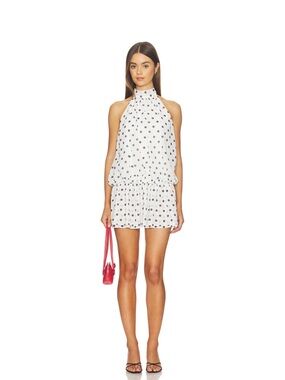 Women’s Sleeveless White Polka Dot Casual Dress